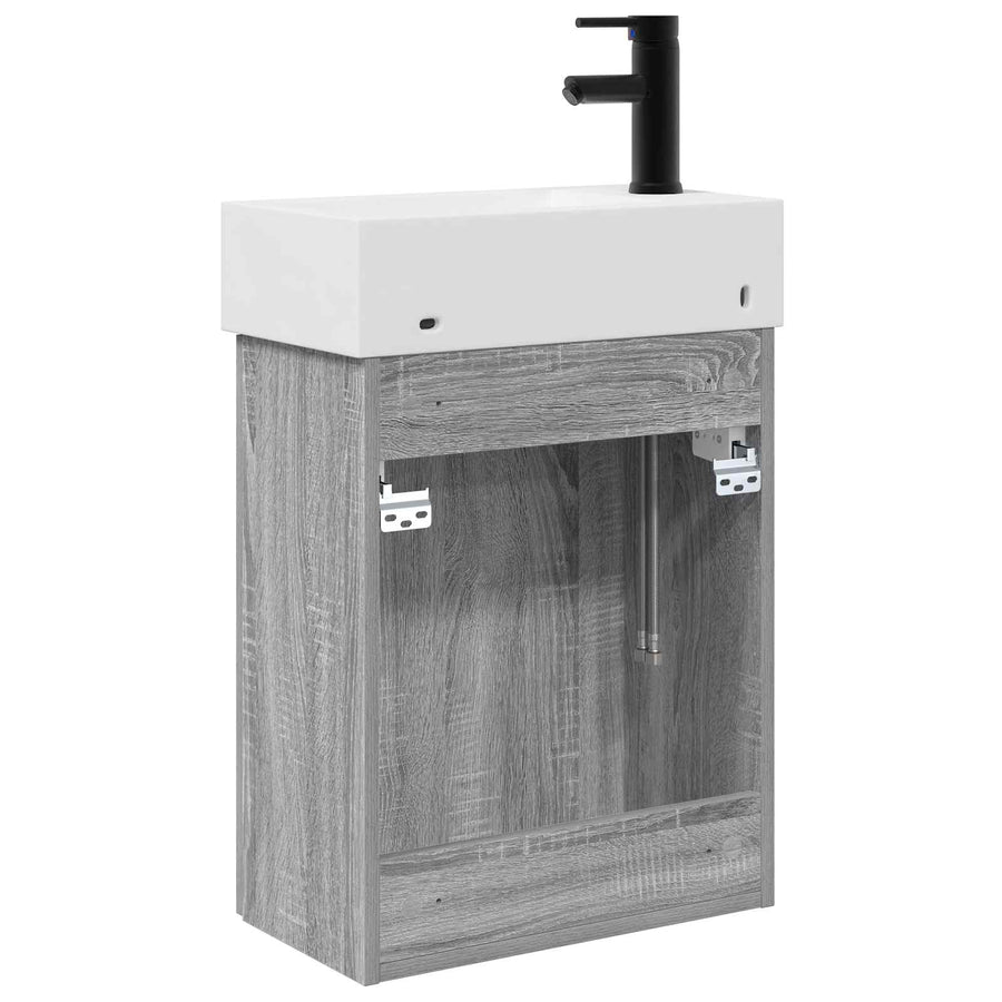 Badkamermeubel met kraan Grijs Sonoma 45,5 x 22,5 x 84 cm