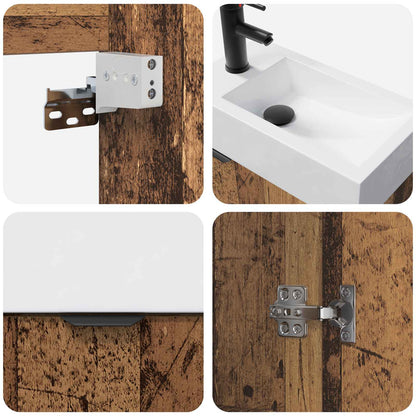 Badkamermeubel met kraan Oud hout 45,5 x 22,5 x 84 cm