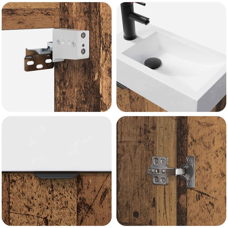 Badkamermeubel met kraan Oud hout 45,5 x 22,5 x 84 cm