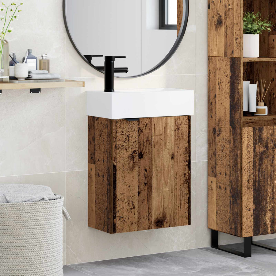 Badkamermeubel met kraan Oud hout 45,5 x 22,5 x 84 cm