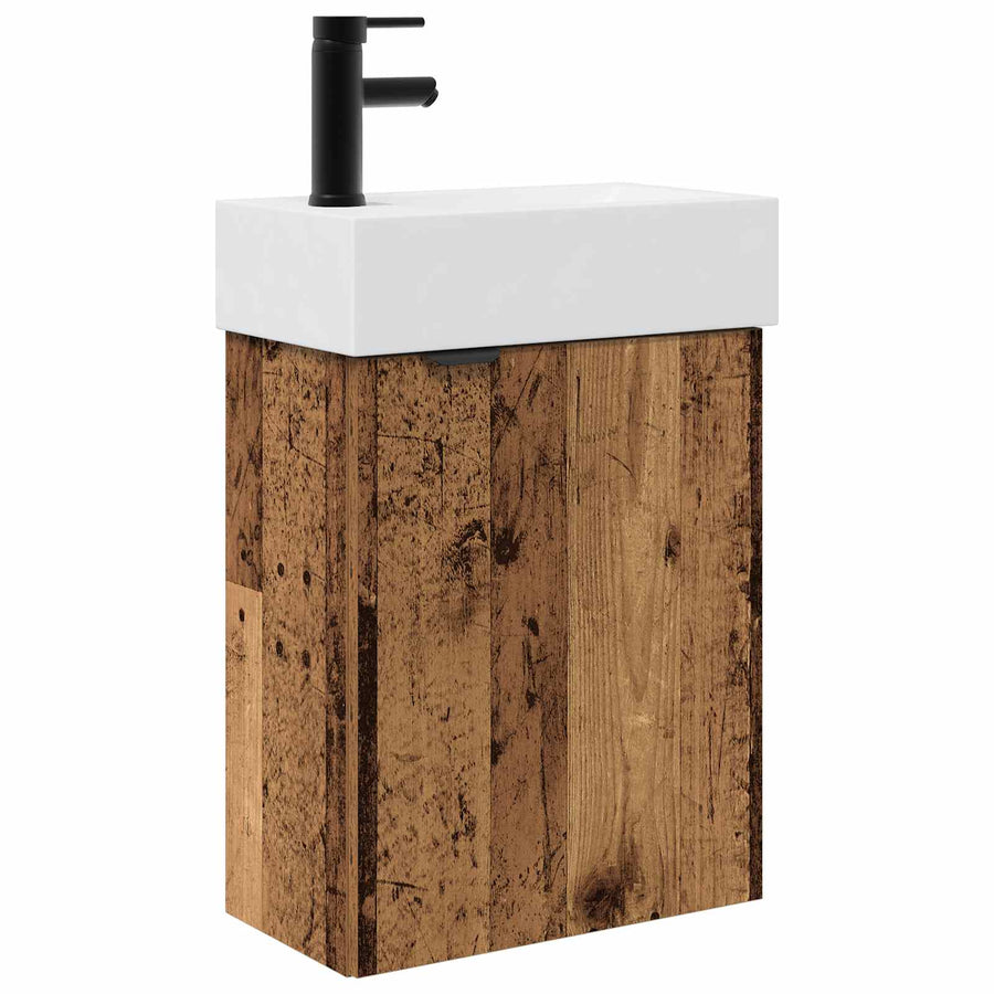 Badkamermeubel met kraan Oud hout 45,5 x 22,5 x 84 cm