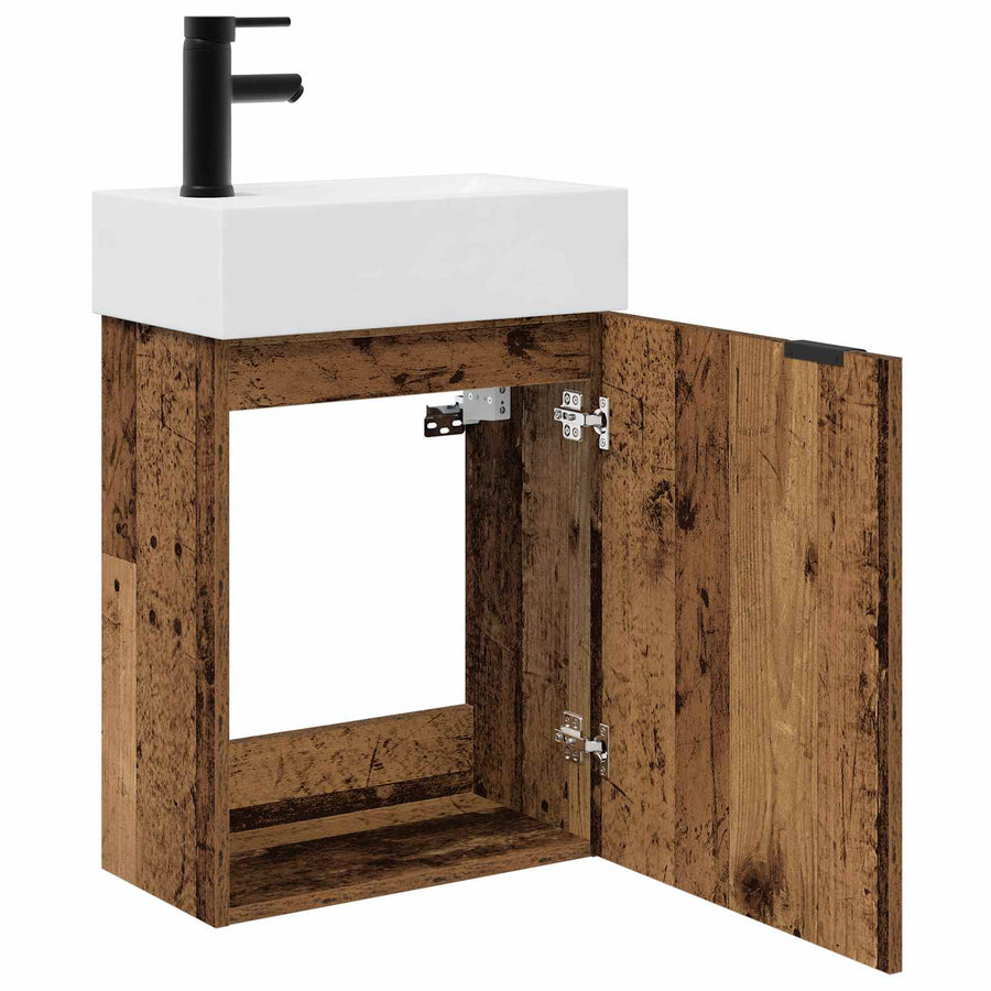 Badkamermeubel met kraan Oud hout 45,5 x 22,5 x 84 cm