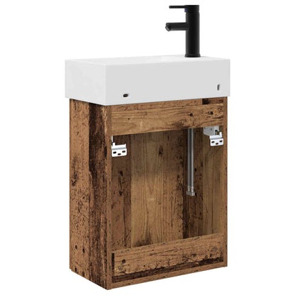 Badkamermeubel met kraan Oud hout 45,5 x 22,5 x 84 cm