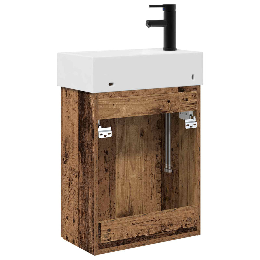 Badkamermeubel met kraan Oud hout 45,5 x 22,5 x 84 cm