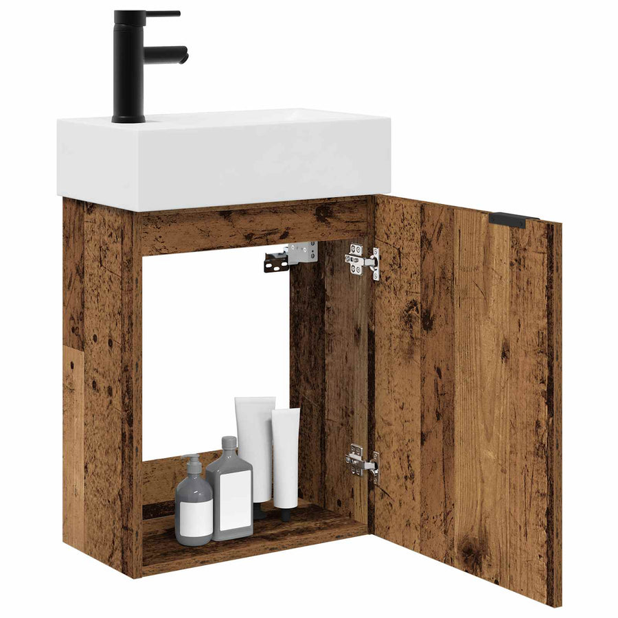 Badkamermeubel met kraan Oud hout 45,5 x 22,5 x 84 cm