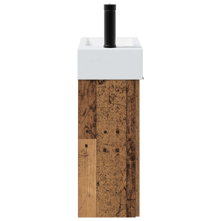 Badkamermeubel met kraan Oud hout 45,5 x 22,5 x 84 cm