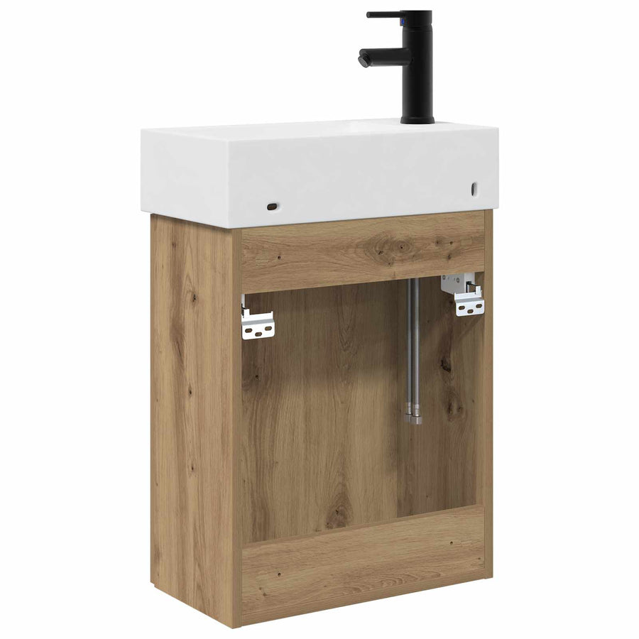 Badkamermeubel met kraan Artisanaal eiken 45,5 x 22,5 x 84 cm