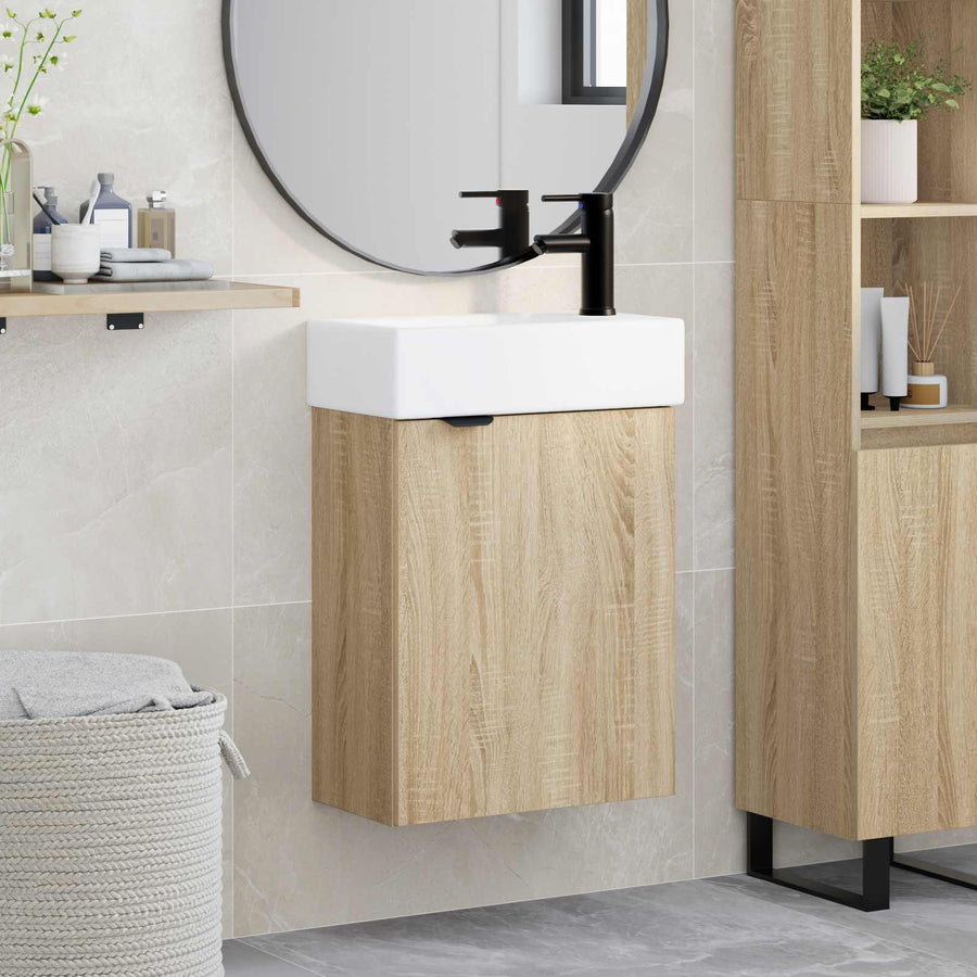 Badkamermeubel met kraan Sonoma Eiken 45,5 x 22,5 x 84 cm