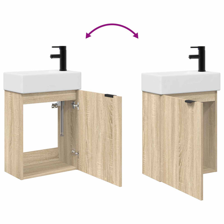 Badkamermeubel met kraan Sonoma Eiken 45,5 x 22,5 x 84 cm