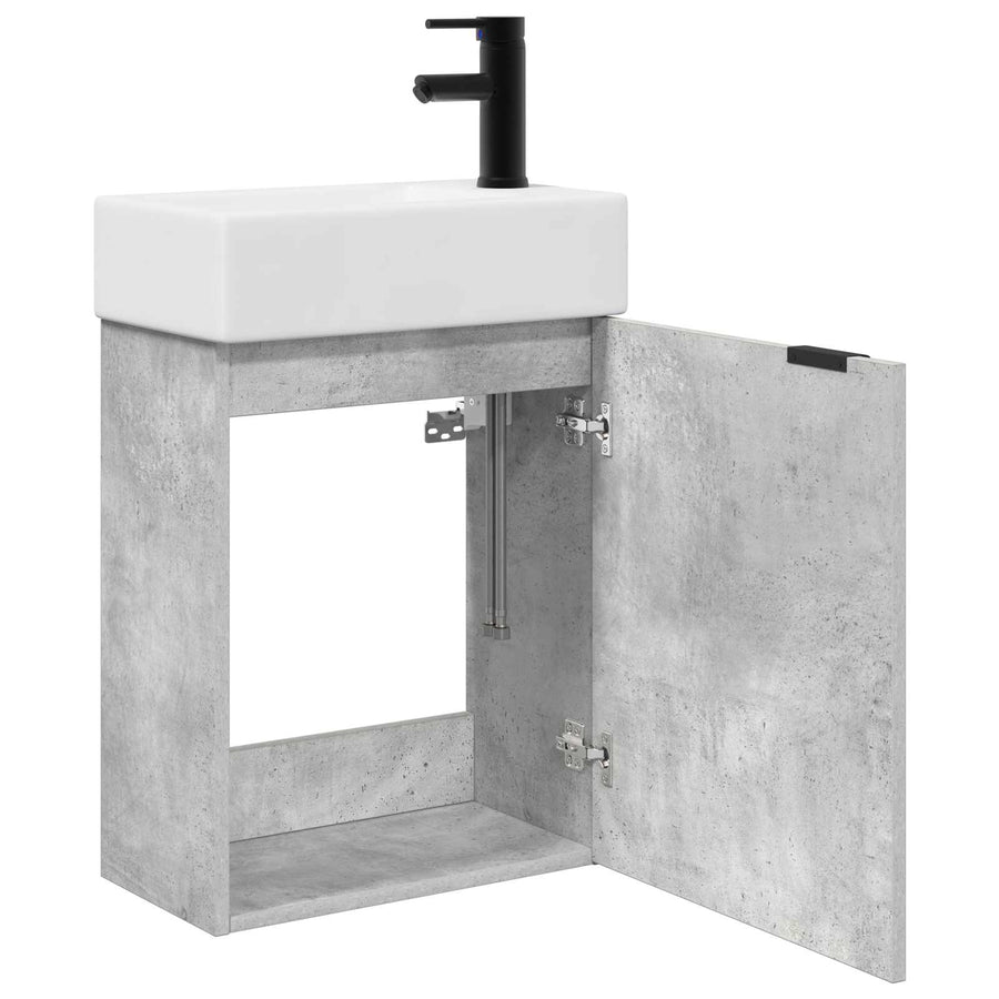 Badkamermeubel met kraan Betongrijs 45,5 x 22,5 x 84 cm