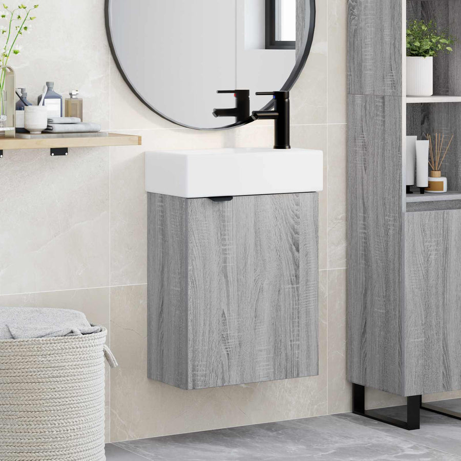Badkamermeubel met kraan Grijs Sonoma 45,5 x 22,5 x 84 cm