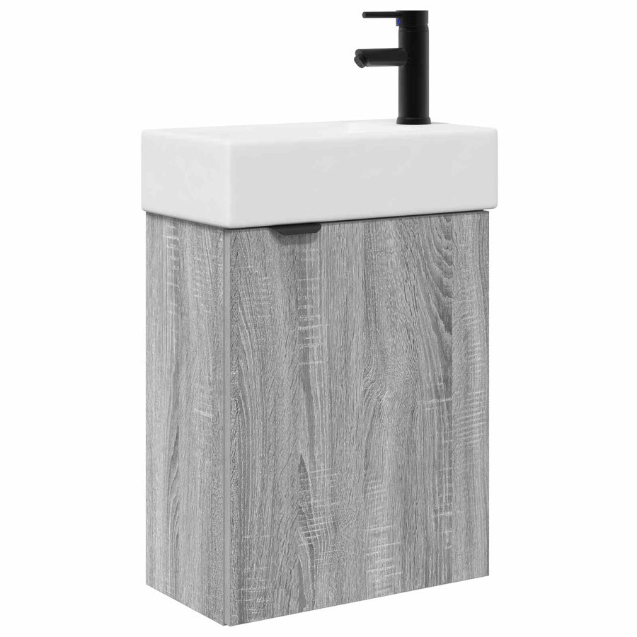 Badkamermeubel met kraan Grijs Sonoma 45,5 x 22,5 x 84 cm