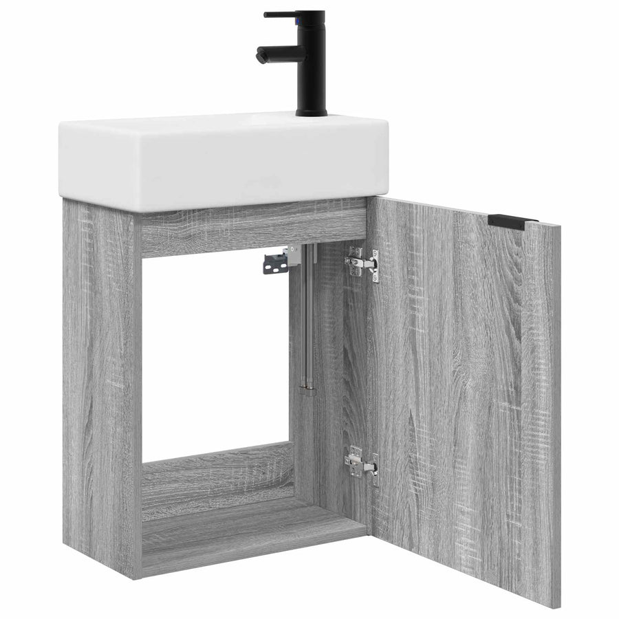Badkamermeubel met kraan Grijs Sonoma 45,5 x 22,5 x 84 cm