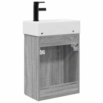Badkamermeubel met kraan Grijs Sonoma 45,5 x 22,5 x 84 cm