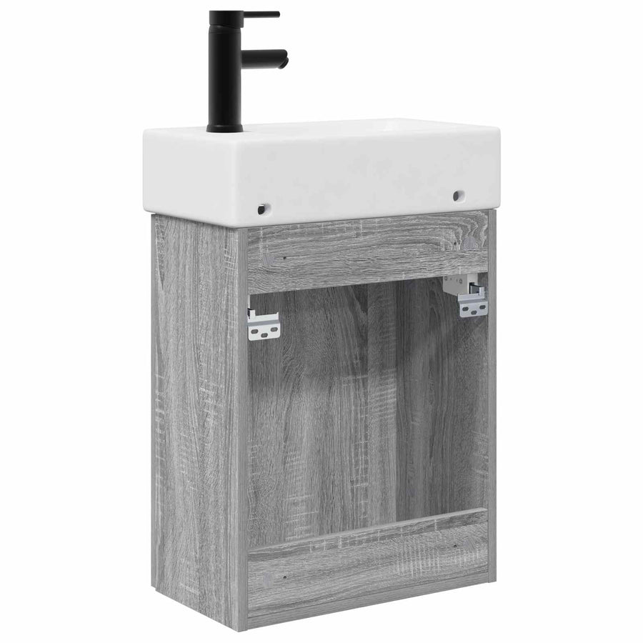 Badkamermeubel met kraan Grijs Sonoma 45,5 x 22,5 x 84 cm