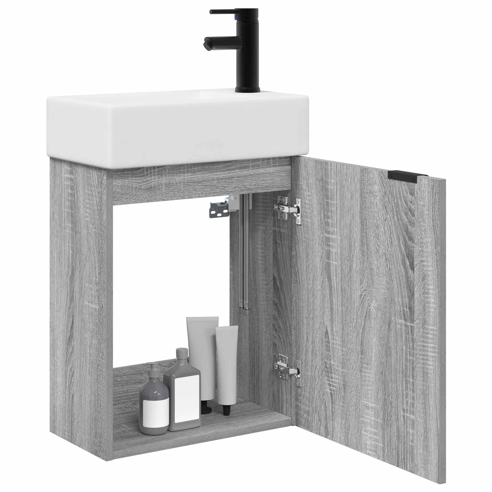 Badkamermeubel met kraan Grijs Sonoma 45,5 x 22,5 x 84 cm