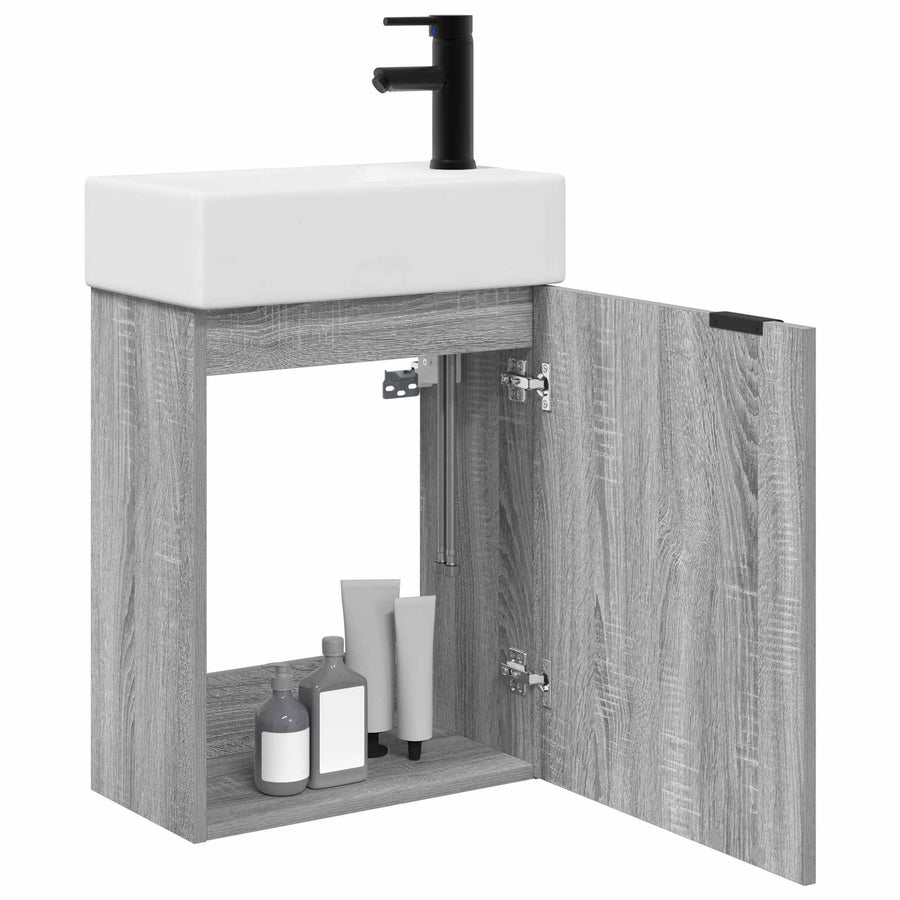 Badkamermeubel met kraan Grijs Sonoma 45,5 x 22,5 x 84 cm