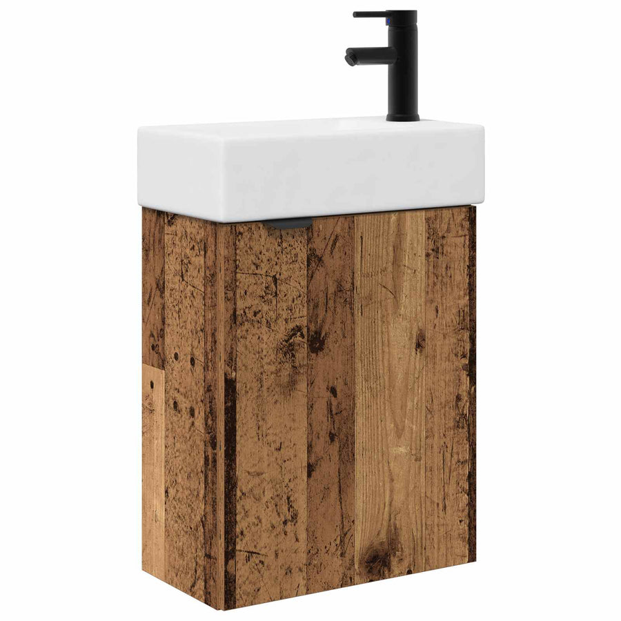 Badkamermeubel met kraan Oud hout 45,5 x 22,5 x 84 cm