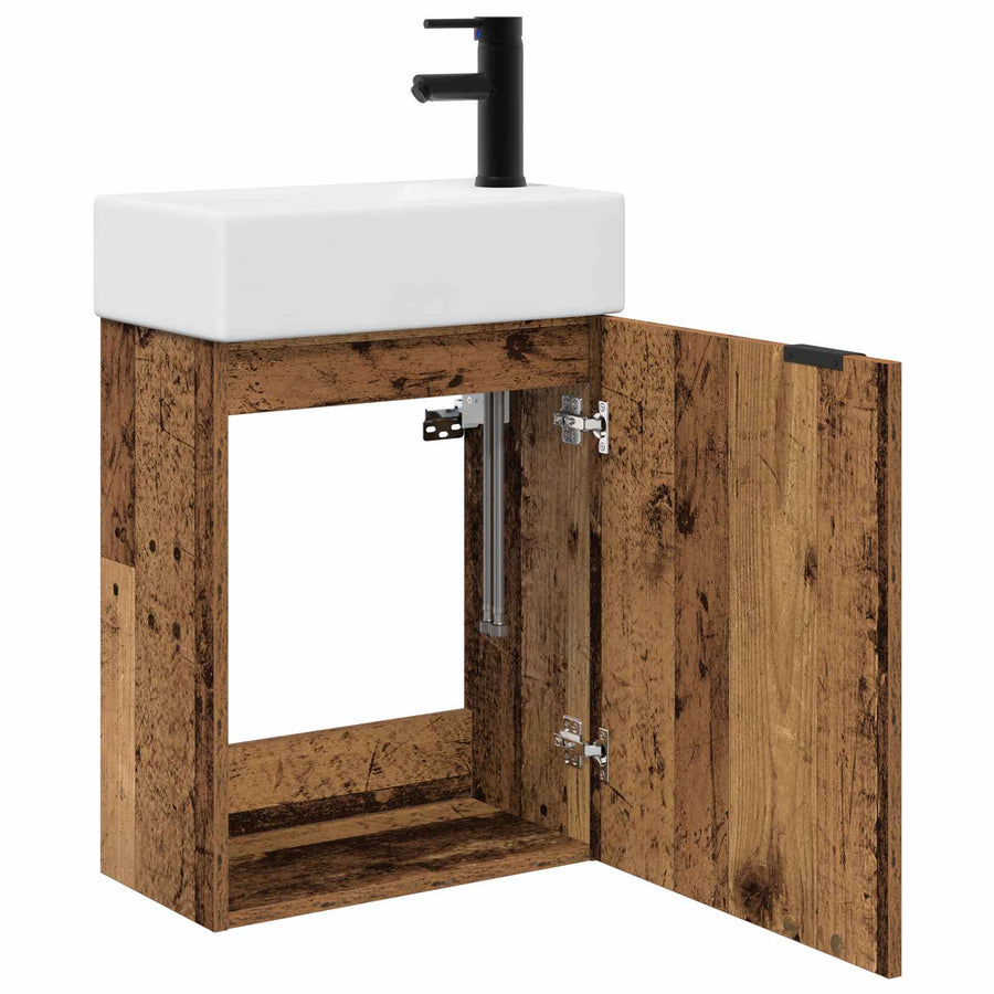 Badkamermeubel met kraan Oud hout 45,5 x 22,5 x 84 cm