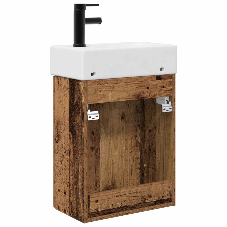 Badkamermeubel met kraan Oud hout 45,5 x 22,5 x 84 cm