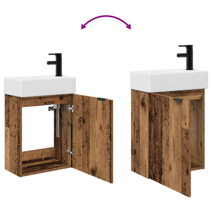 Badkamermeubel met kraan Oud hout 45,5 x 22,5 x 84 cm