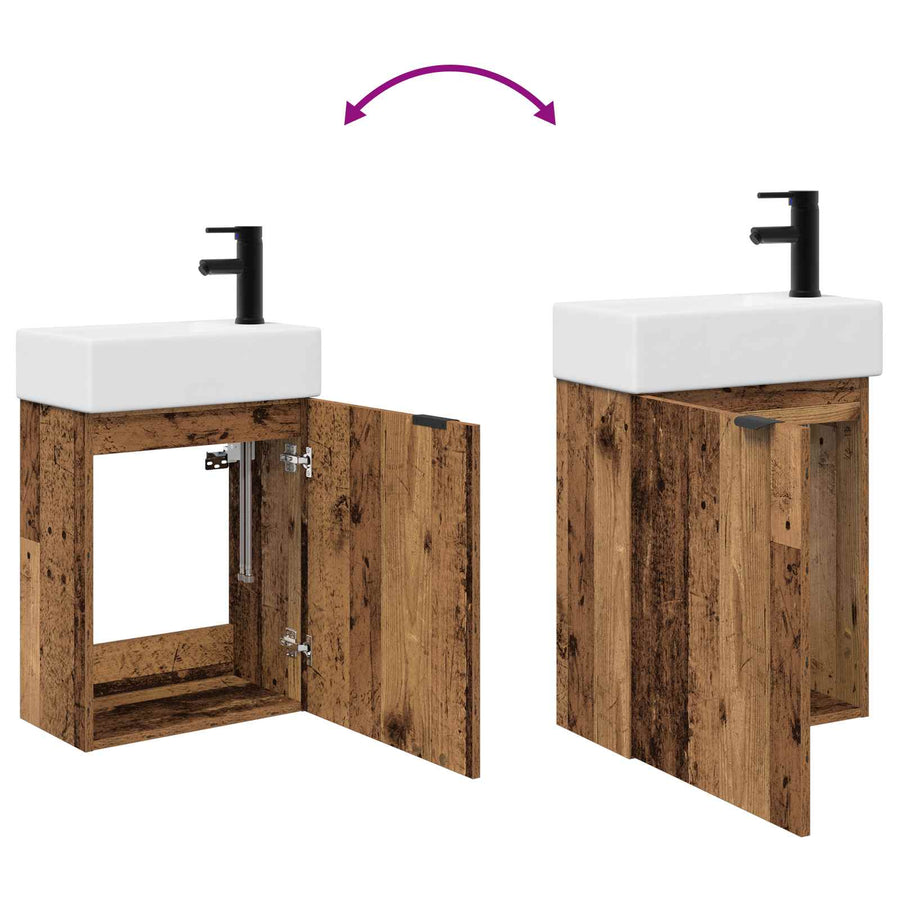 Badkamermeubel met kraan Oud hout 45,5 x 22,5 x 84 cm