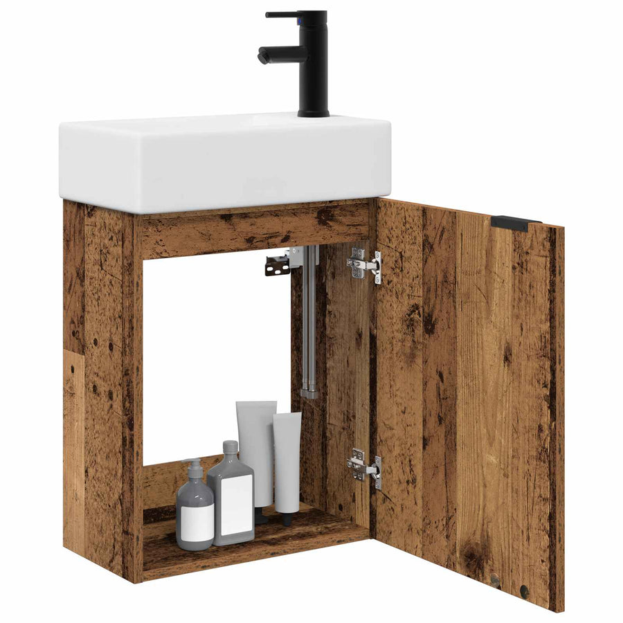 Badkamermeubel met kraan Oud hout 45,5 x 22,5 x 84 cm