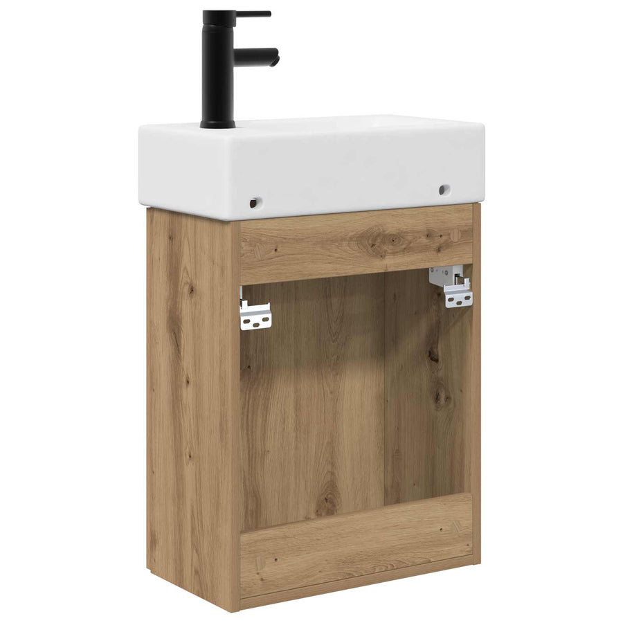 Badkamermeubel met kraan Artisanaal eiken 45,5 x 22,5 x 84 cm