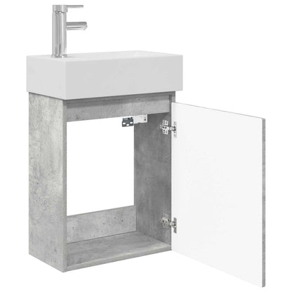 Badkamermeubel met kraan Betongrijs 45,5 x 22,5 x 84 cm