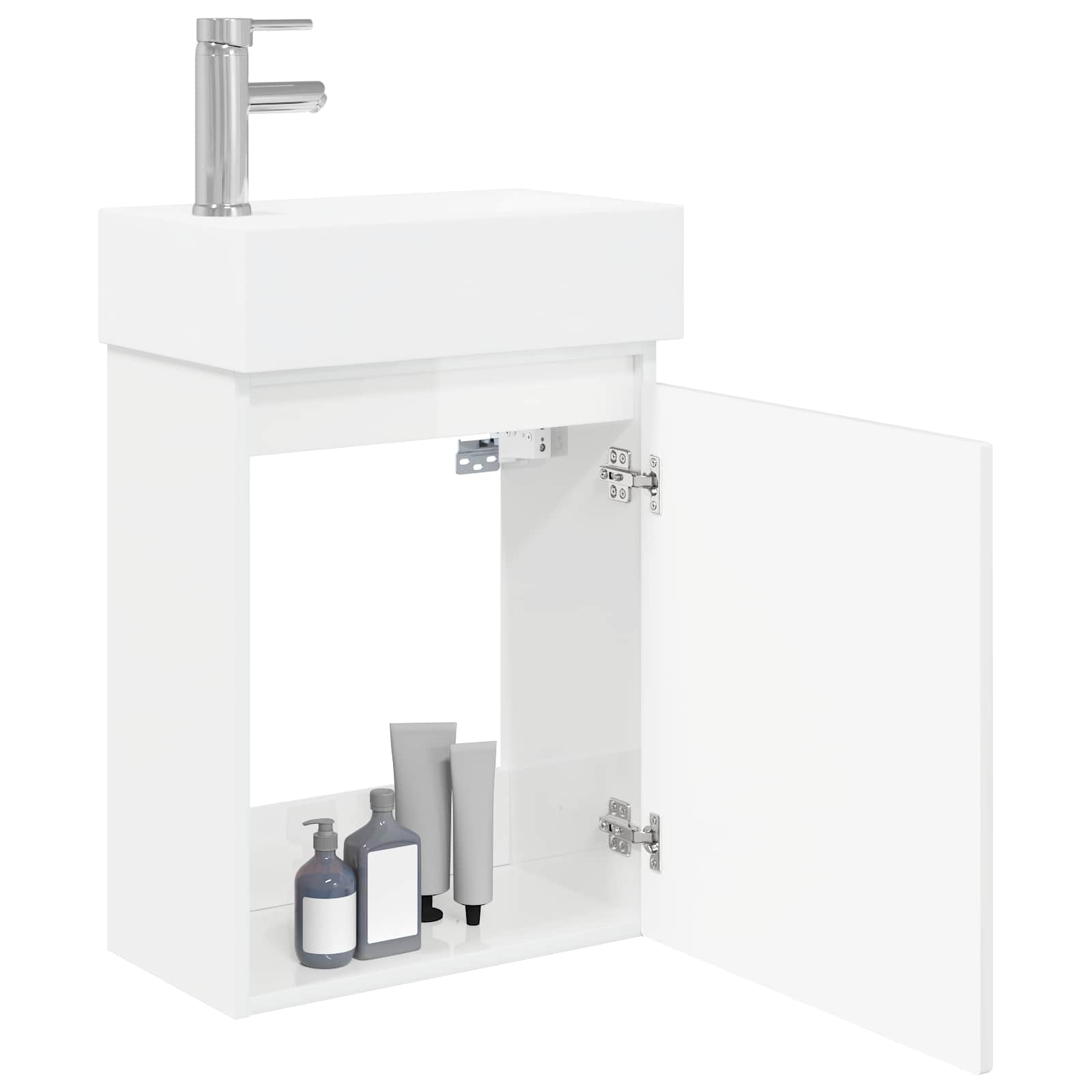 Badkamermeubel met kraan Hoogglans Wit 45,5 x 22,5 x 84 cm