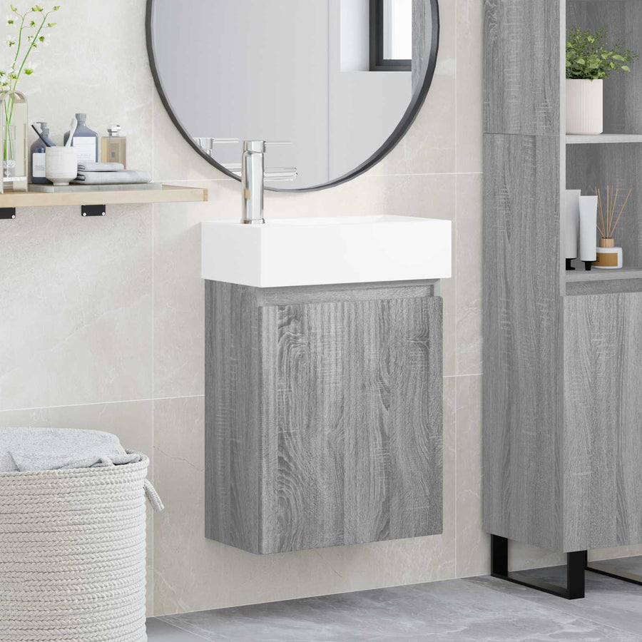 Badkamermeubel met kraan Grijs Sonoma 45,5 x 22,5 x 84 cm