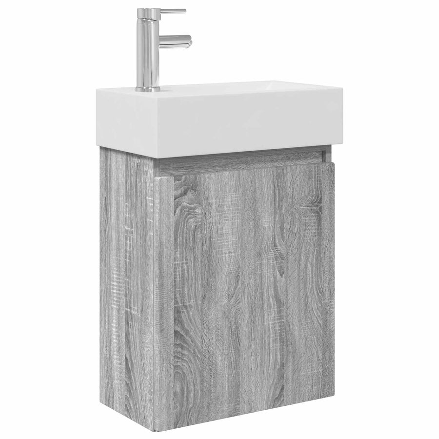 Badkamermeubel met kraan Grijs Sonoma 45,5 x 22,5 x 84 cm