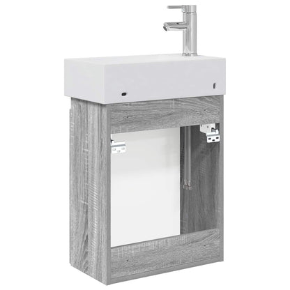 Badkamermeubel met kraan Grijs Sonoma 45,5 x 22,5 x 84 cm