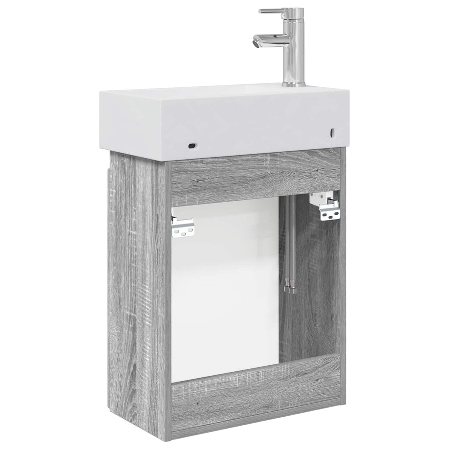 Badkamermeubel met kraan Grijs Sonoma 45,5 x 22,5 x 84 cm