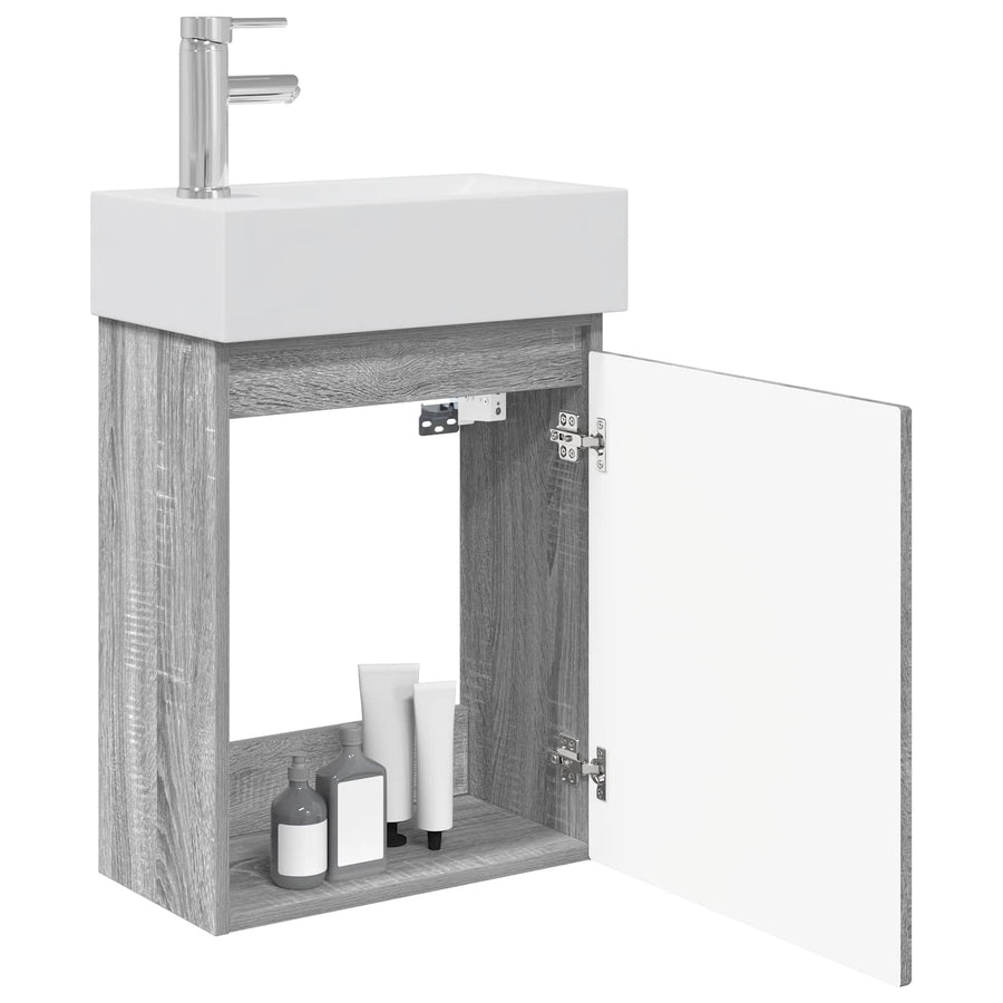 Badkamermeubel met kraan Grijs Sonoma 45,5 x 22,5 x 84 cm