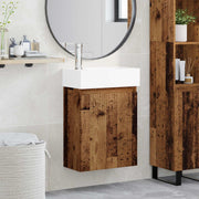 Badkamermeubel met kraan 45,5x22,5x84 cm oud hout