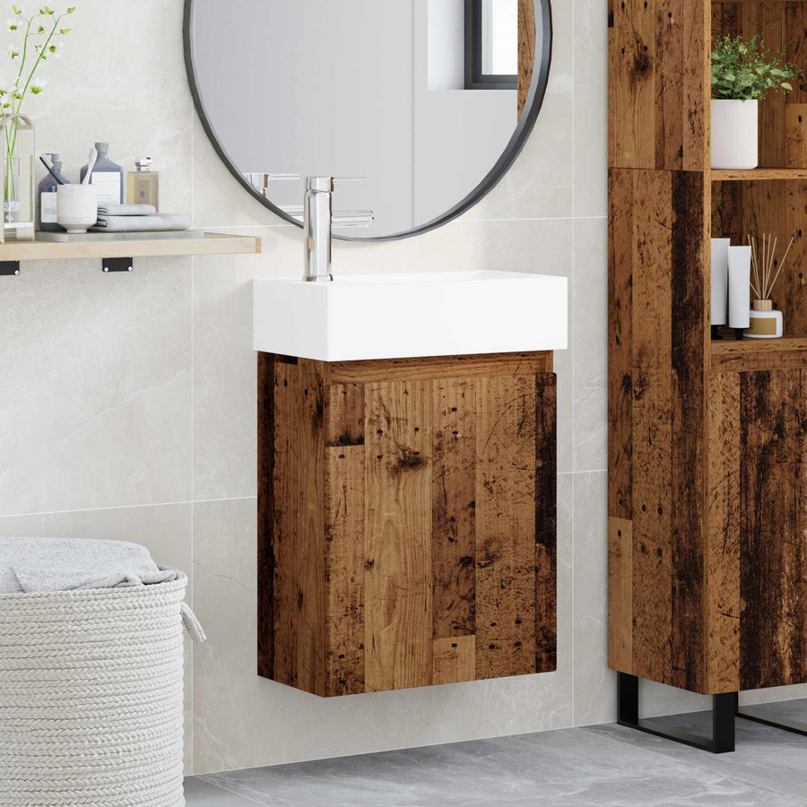 Badkamermeubel met kraan Oud hout 45,5 x 22,5 x 84 cm