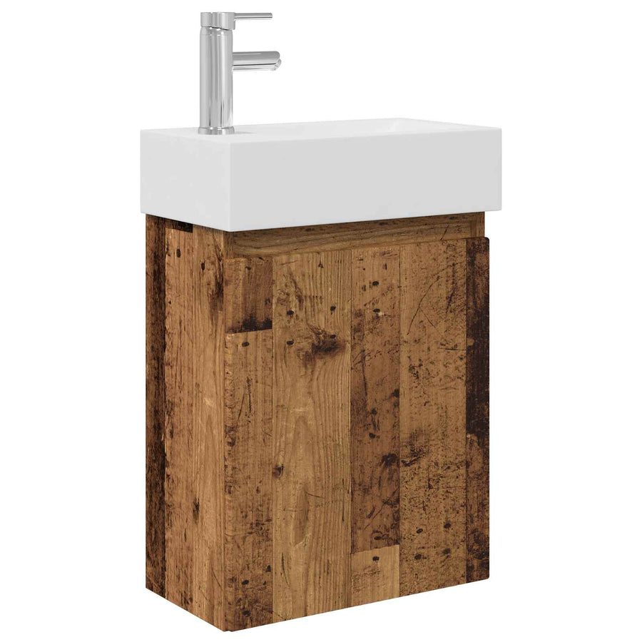 Badkamermeubel met kraan Oud hout 45,5 x 22,5 x 84 cm