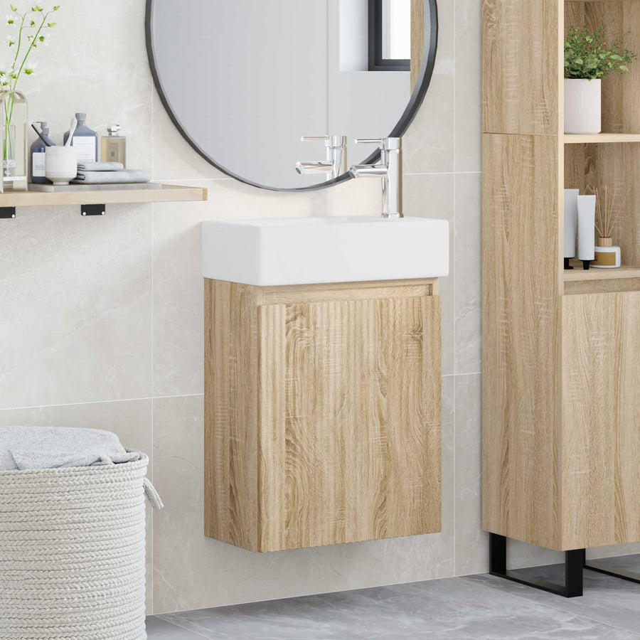 Badkamermeubel met kraan Sonoma Eiken 45,5 x 22,5 x 84 cm