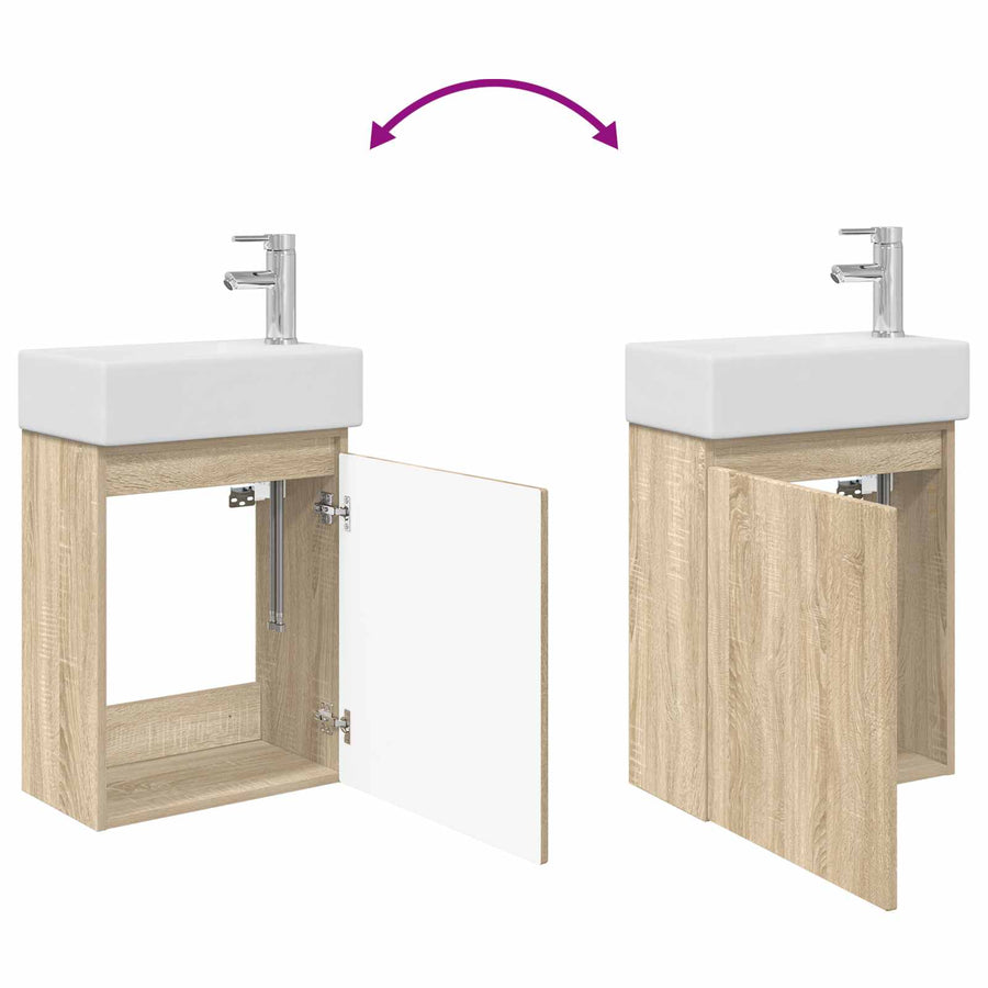 Badkamermeubel met kraan Sonoma Eiken 45,5 x 22,5 x 84 cm