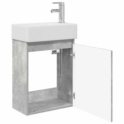 Badkamermeubel met kraan Betongrijs 45,5 x 22,5 x 84 cm