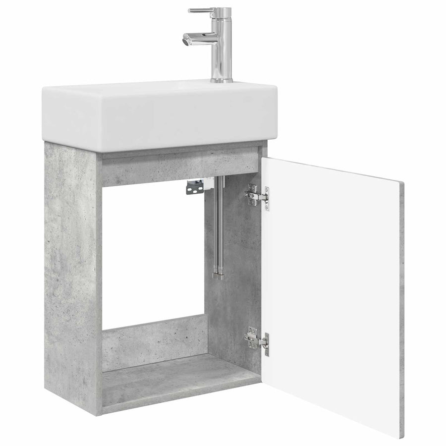 Badkamermeubel met kraan Betongrijs 45,5 x 22,5 x 84 cm
