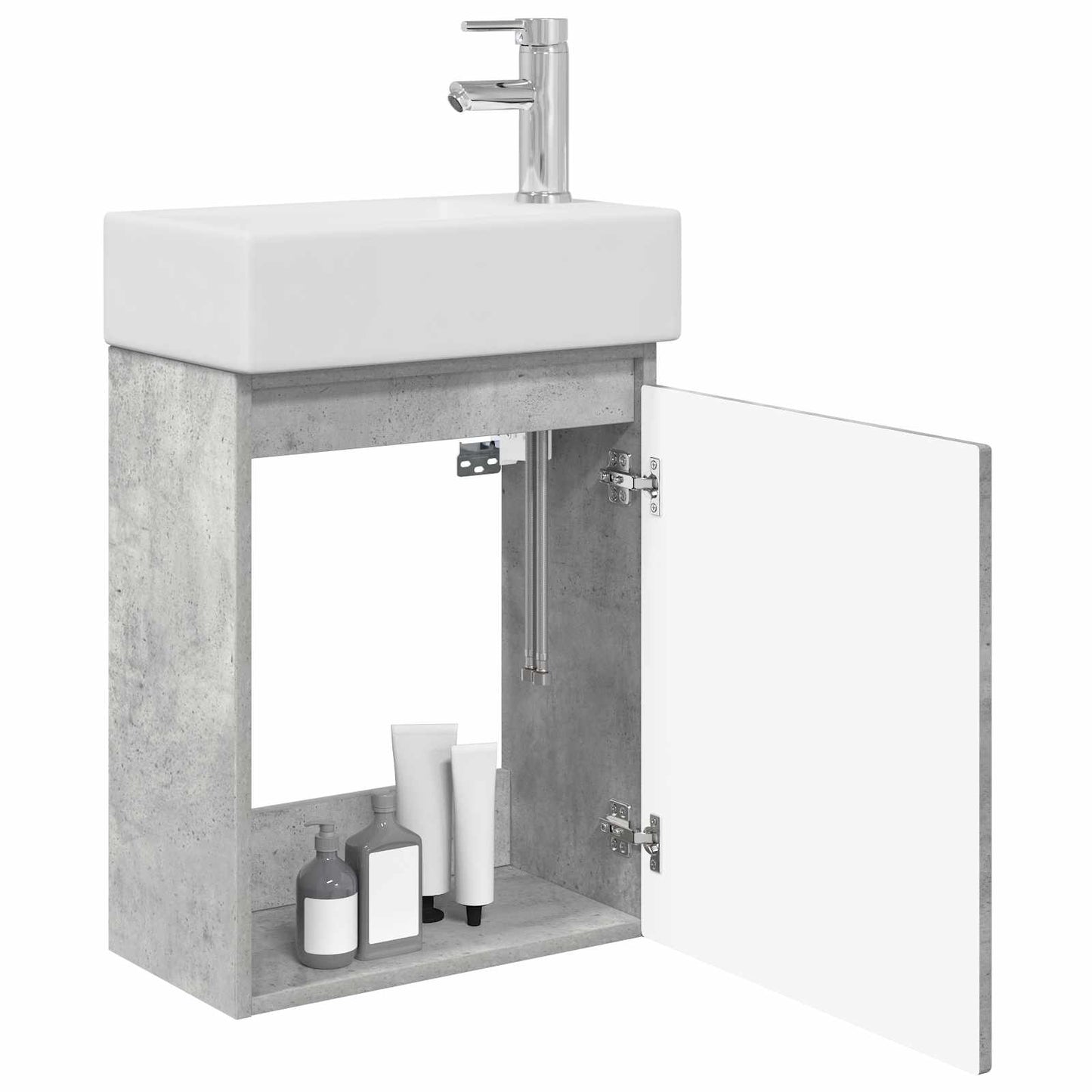 Badkamermeubel met kraan Betongrijs 45,5 x 22,5 x 84 cm