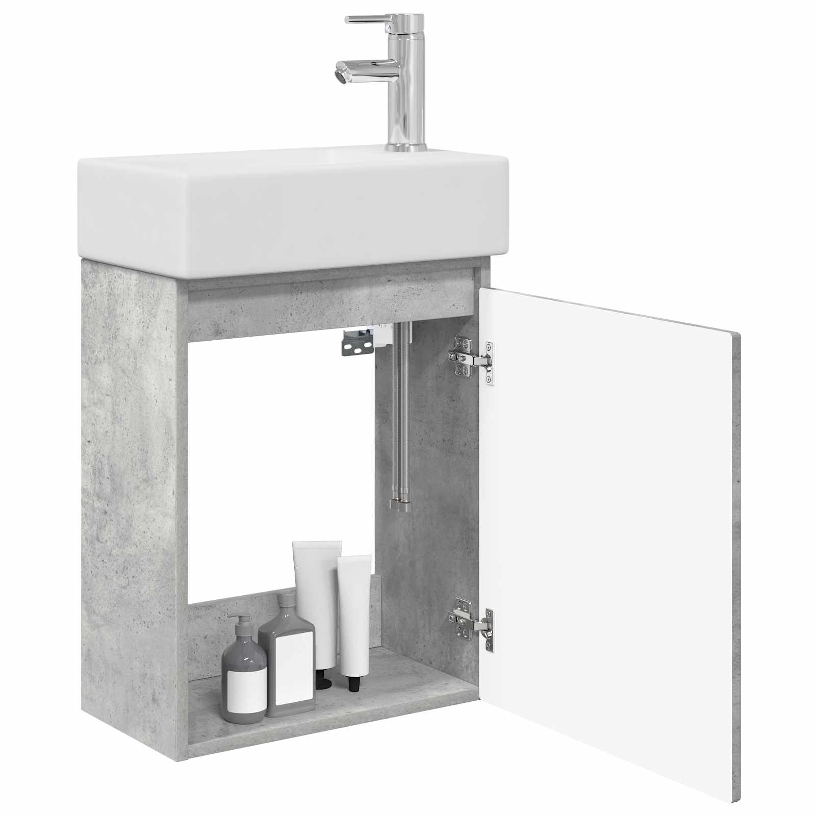 Badkamermeubel met kraan Betongrijs 45,5 x 22,5 x 84 cm