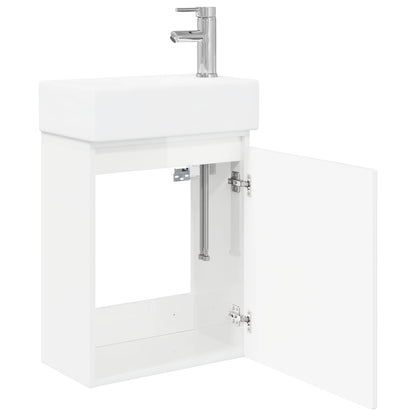 Badkamermeubel met kraan Hoogglans Wit 45,5 x 22,5 x 84 cm