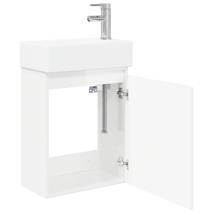 Badkamermeubel met kraan Hoogglans Wit 45,5 x 22,5 x 84 cm