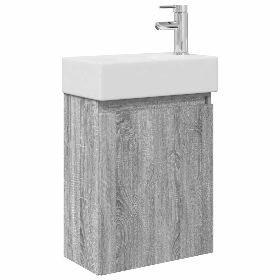 Badkamermeubel met kraan Grijs Sonoma 45,5 x 22,5 x 84 cm
