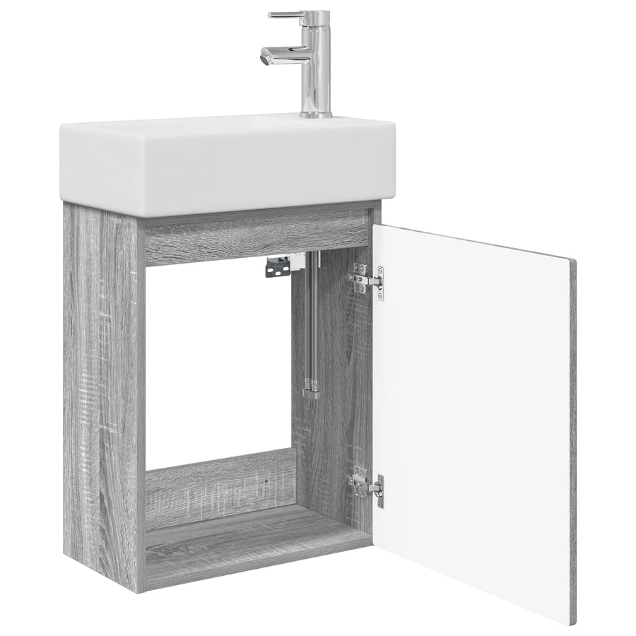 Badkamermeubel met kraan Grijs Sonoma 45,5 x 22,5 x 84 cm
