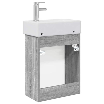 Badkamermeubel met kraan Grijs Sonoma 45,5 x 22,5 x 84 cm