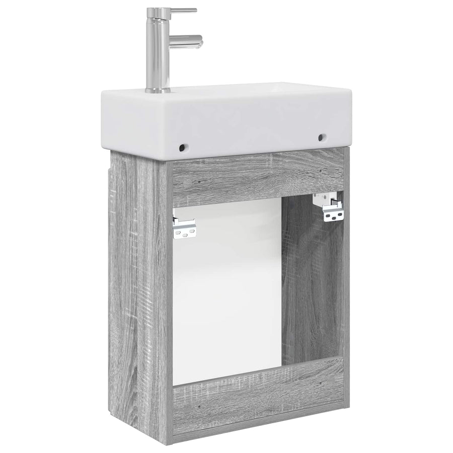 Badkamermeubel met kraan Grijs Sonoma 45,5 x 22,5 x 84 cm